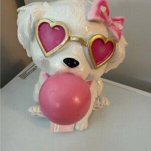 NEW BELLA LUX WHITE MALTESE PUPPY BLOWING BUBBLE valentines day decor